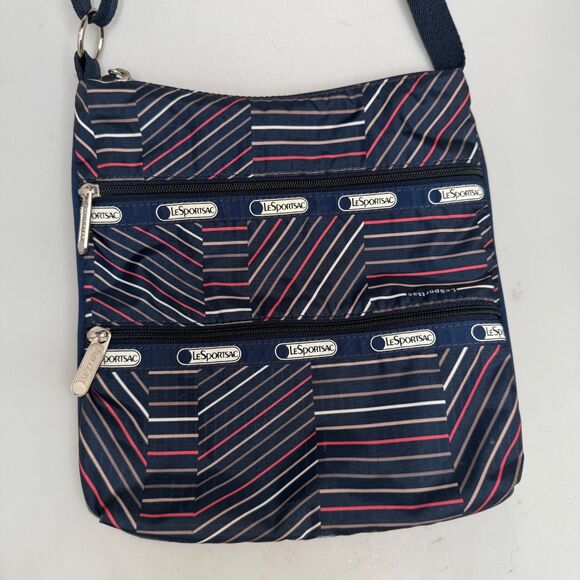 Le SportSac Women's Angle Lines Patter Multicolor Crossbody Shoulder Bag - Picture 2 of 16